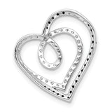 14k White Gold Intertwined Hearts Pendant with Black and White Diamonds, Romantic Jewelry for Women