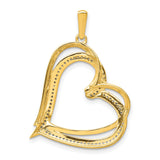 1/6ct Diamond Double Heart Charm Pendant in Real 14k Yellow Gold