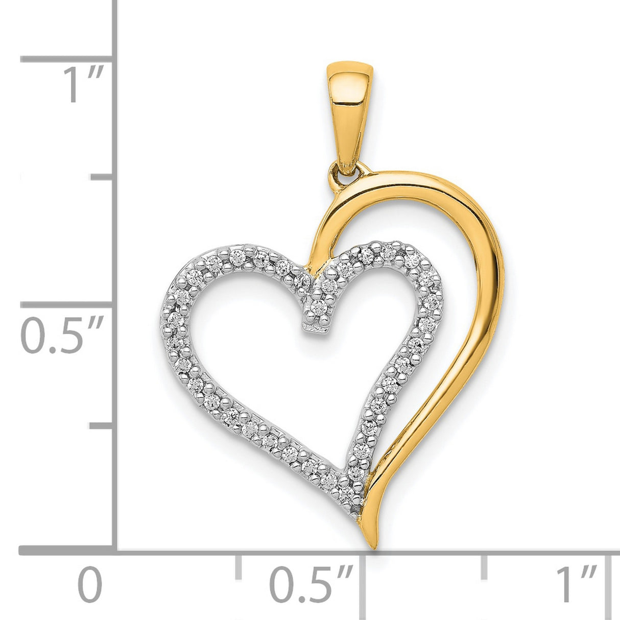 1 10ct Diamond Heart Charm Pendant in Real 10k Yellow Gold