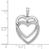 1/10ct Diamond Double Heart Charm Pendant in Real 14k White Gold