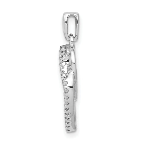 14k White Gold Double Heart Pendant with Diamonds, Interlocking Open Heart Design for Women