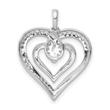 1/6ct Diamond Entwined Heart Charm Pendant in Real 14k White Gold