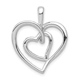 1/10ct Diamond Double Heart Charm Pendant in Real 14k White Gold