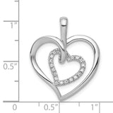 1/10ct Diamond Double Heart Charm Pendant in Real 14k White Gold