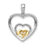 1/15ct Diamond Triple Heart Charm Pendant in Real 14k Multi-Tone Gold