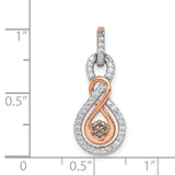 Champagne and White Diamond Double Infinity Chain Slide Charm Pendant in Real 14k Rose Gold