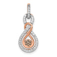 Champagne and White Diamond Double Infinity Chain Slide Charm Pendant in Real 14k Rose Gold