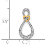 1/20ct Diamond Infinity with Heart Chain Slide Charm Pendant in Real 14k Multi-Tone Gold