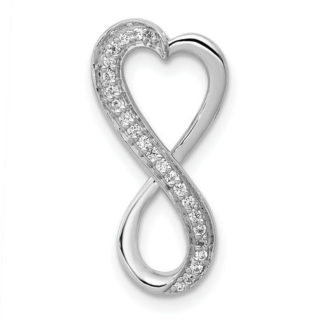 10k White Gold Pendant with Diamond Accent, Heart and Infinity Symbol Design