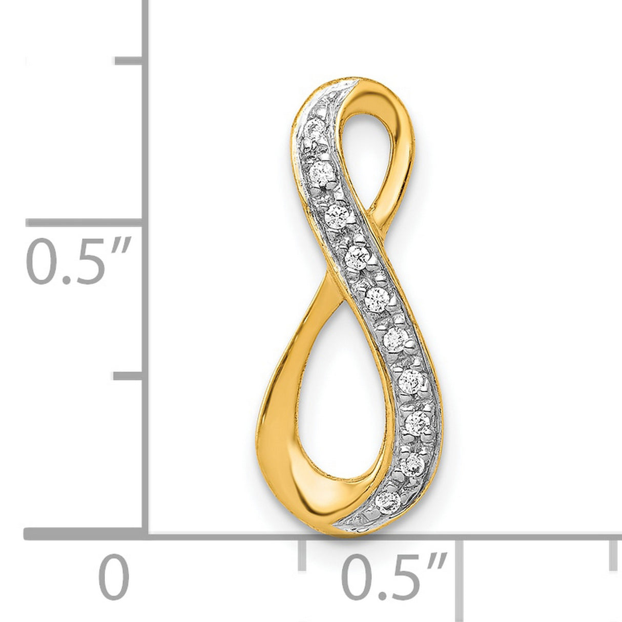 1 20ct Diamond Infinity Chain Slide Charm Pendant in Real 10k Multi-Tone Gold