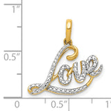 .02ct Diamond LOVE Charm Pendant in Real 14k Multi-Tone Gold