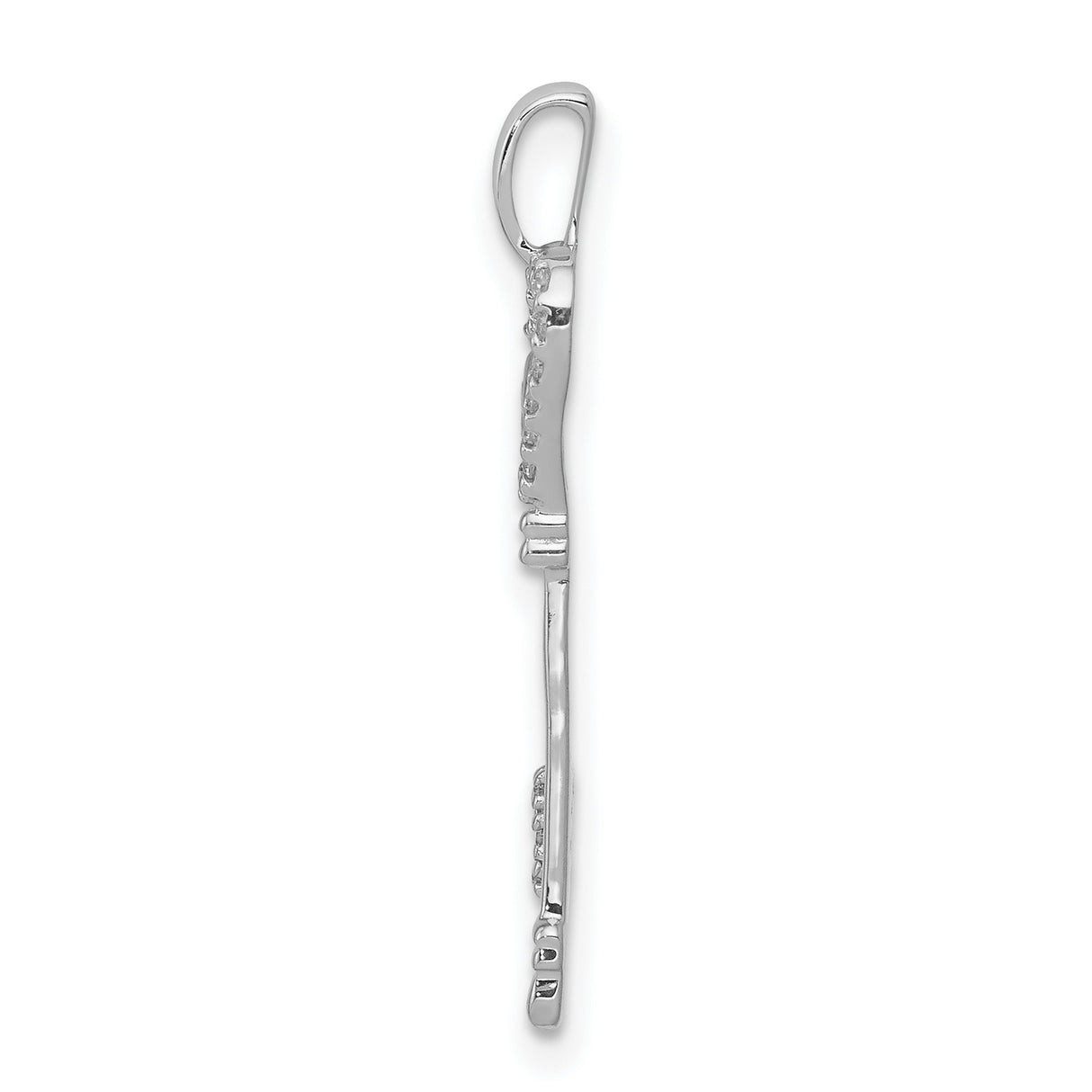 1/10ct Diamond Heart Key Charm Pendant in Real 10k White Gold