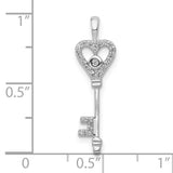 1/10ct Diamond Heart Key Charm Pendant in Real 10k White Gold