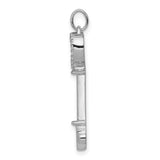 14k White Gold Heart Key Pendant with Diamond Accent, Romantic Jewelry for Women
