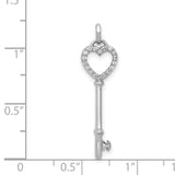14k White Gold Heart Key Pendant with Diamond Accent, Romantic Jewelry for Women