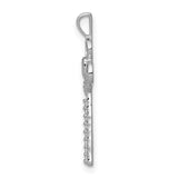 14k White Gold Key Pendant with Diamond Accents, Vintage Style Spiritual Jewelry for Women
