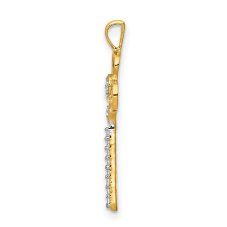 14k Yellow Gold Key Pendant with Diamond Accents, Symbolic Jewelry for Women