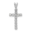 AA 1/8ct Diamond Latin Cross Charm Pendant in Real 14k White Gold