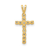 AA Diamond Latin Cross Charm Pendant in Real 14k Rose Gold