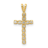 AA Diamond Latin Cross Charm Pendant in Real 14k Rose Gold