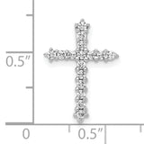 AA Diamond Cross Chain Slide Charm Pendant in Real 14k White Gold