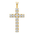 AA Diamond Latin Cross Charm Pendant in Real 14k Yellow Gold