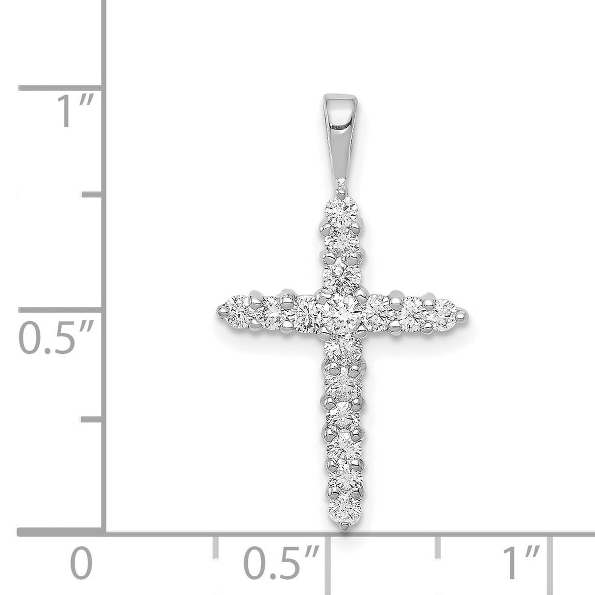 AA 1/2ct Diamond Cross Charm Pendant in Real 14k White Gold