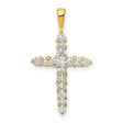 AA Diamond Cross Charm Pendant in Real 14k Yellow Gold