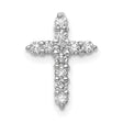 10k White Gold Cross Pendant with Diamonds, Classic Polished Faith Jewelry for Men and Women