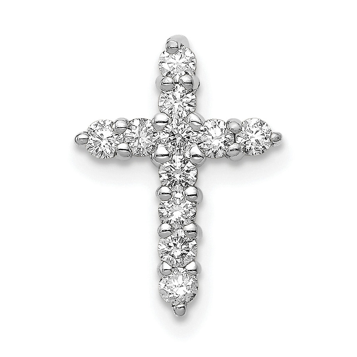 10k White Gold Cross Pendant with Diamonds, Classic Polished Faith Jewelry for Men and Women