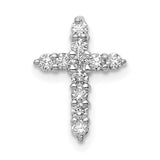 10k White Gold Cross Pendant with Diamonds, Classic Polished Faith Jewelry for Men and Women