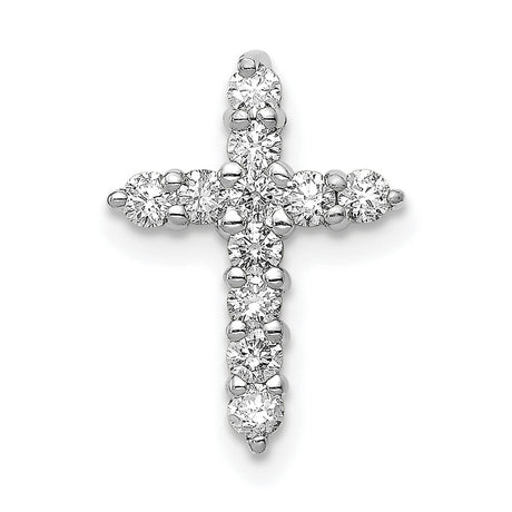 10k White Gold Cross Pendant with Diamonds, Classic Polished Faith Jewelry for Men and Women