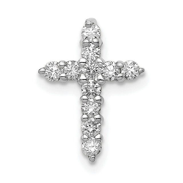 10k White Gold Cross Pendant with Diamonds, Classic Polished Faith Jewelry for Men and Women