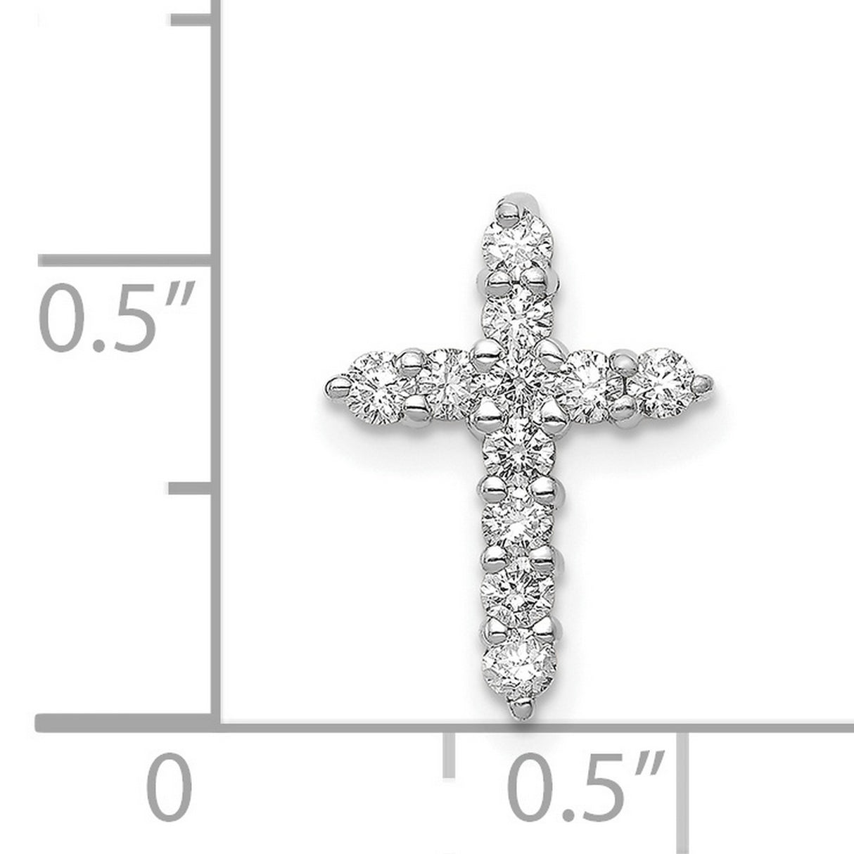 AA 1/3ct Diamond Cross Charm Pendant in Real 14k White Gold