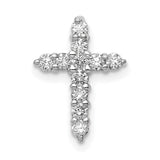 AA 1/3ct Diamond Cross Charm Pendant in Real 14k White Gold