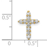 AA 1/3ct Diamond Cross Charm Pendant in Real 14k Yellow Gold