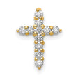 AA 1/3ct Diamond Cross Charm Pendant in Real 14k Yellow Gold