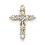 AA 1/3ct Diamond Cross Charm Pendant in Real 14k Yellow Gold