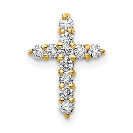 AA 1/3ct Diamond Cross Charm Pendant in Real 14k Yellow Gold