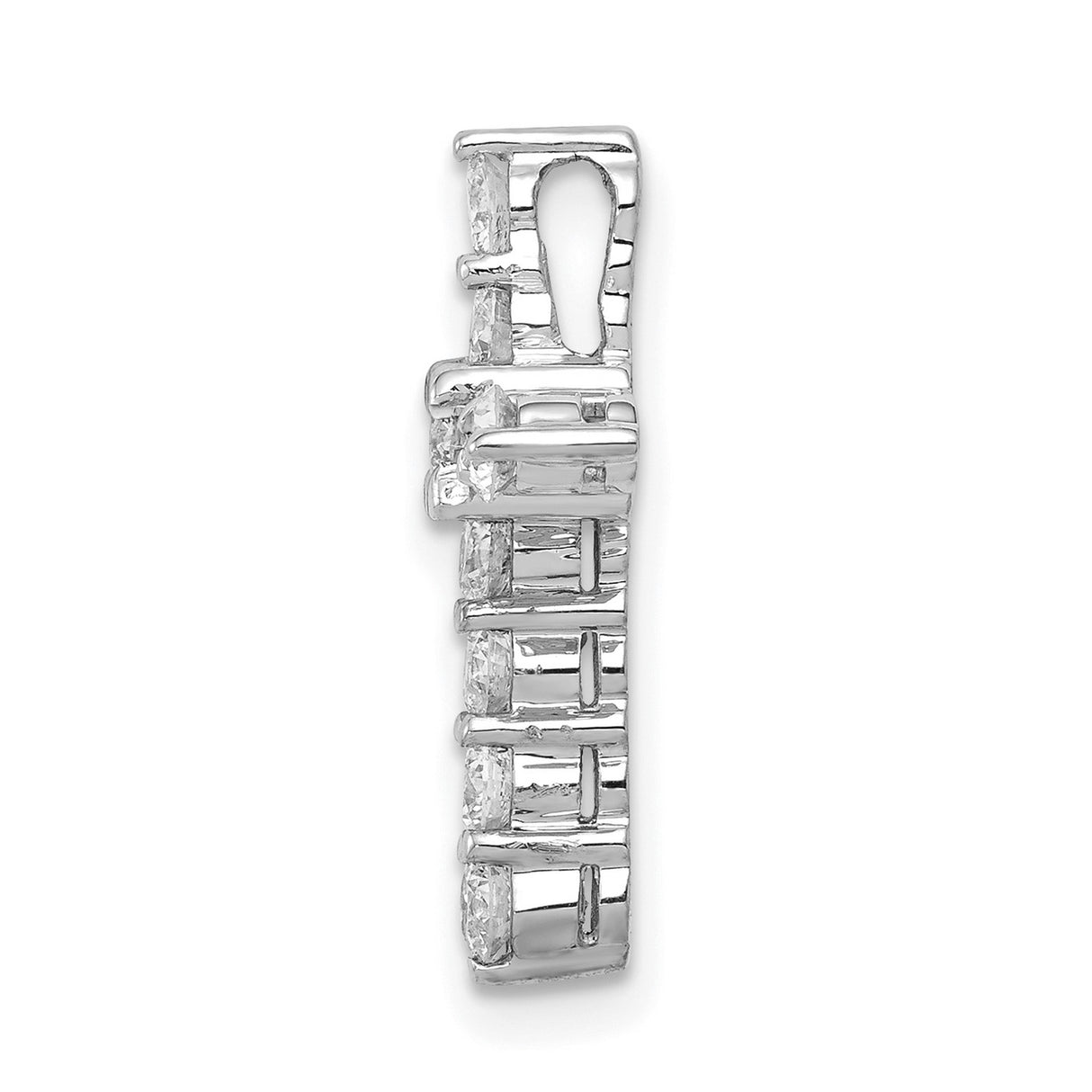 AA 3/4ct Diamond Cross Chain Slide Charm Pendant in Real 14k White Gold