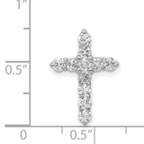 AA 3/4ct Diamond Cross Chain Slide Charm Pendant in Real 14k White Gold