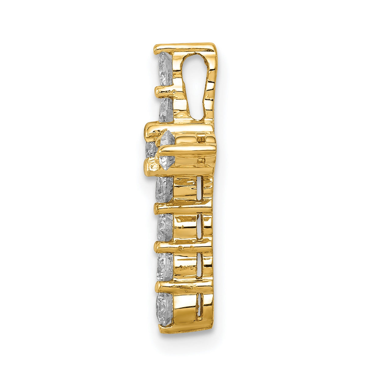 14k Yellow Gold Diamond Cross Pendant with Polished Finish, Religious Spiritual Jewelry for Men and Women
