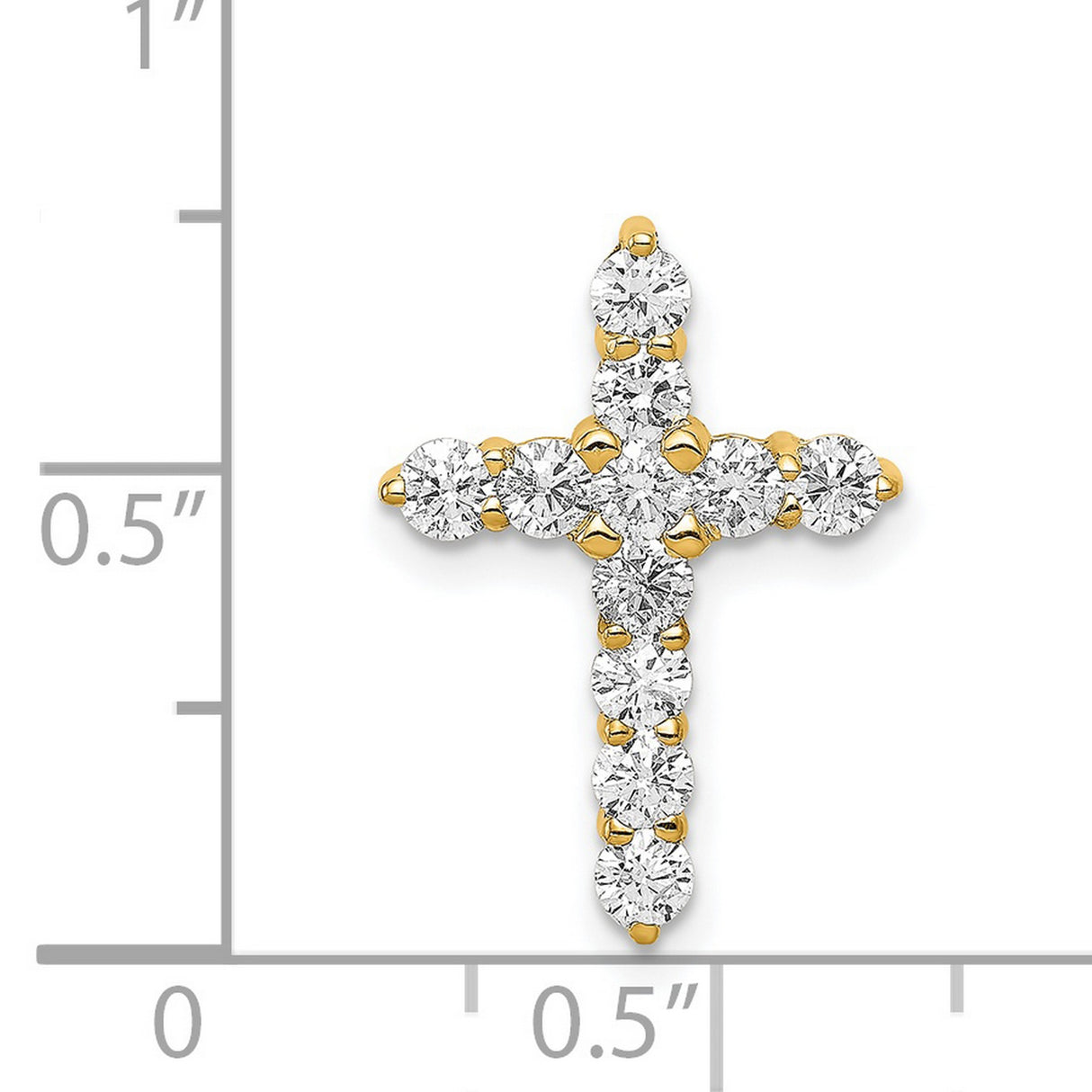 14k Yellow Gold Diamond Cross Pendant with Polished Finish, Religious Spiritual Jewelry for Men and Women