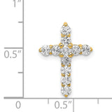 14k Yellow Gold Diamond Cross Pendant with Polished Finish, Religious Spiritual Jewelry for Men and Women