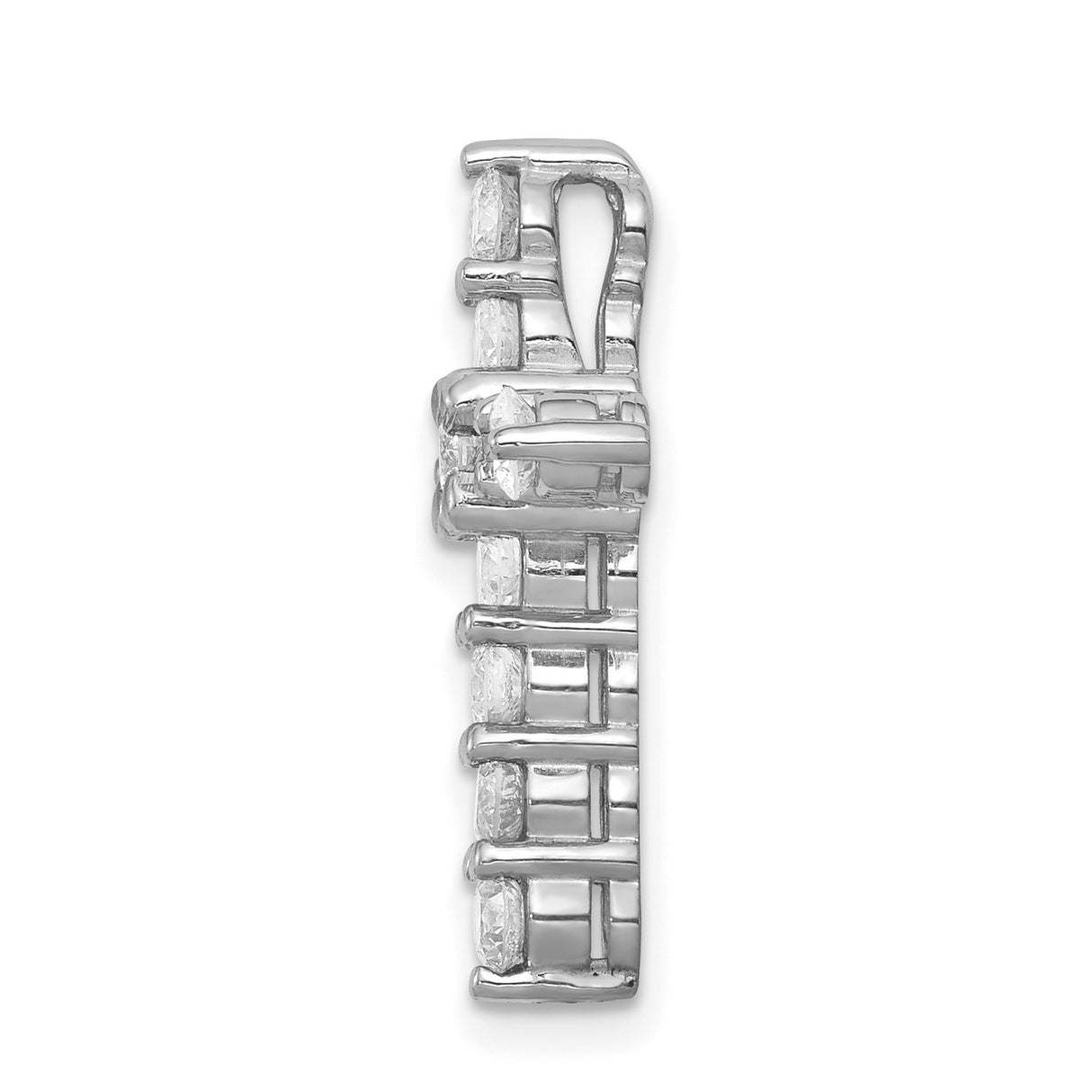 AA 1ct Diamond Cross Chain Slide Charm Pendant in Real 14k White Gold