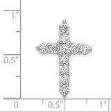 AA 1ct Diamond Cross Chain Slide Charm Pendant in Real 14k White Gold