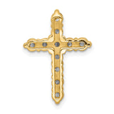 AA 1ct Diamond Cross Chain Slide Charm Pendant in Real 14k Yellow Gold