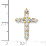 AA 1ct Diamond Cross Chain Slide Charm Pendant in Real 14k Yellow Gold