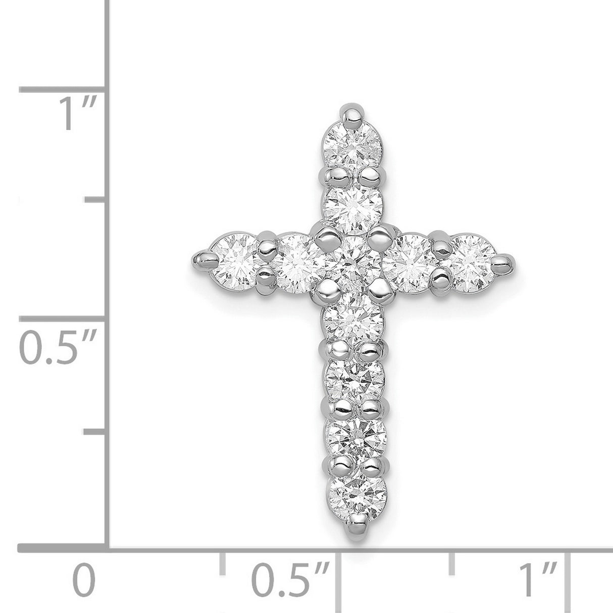 AA 1.25ct Diamond Cross Chain Slide Charm Pendant in Real 14k White Gold