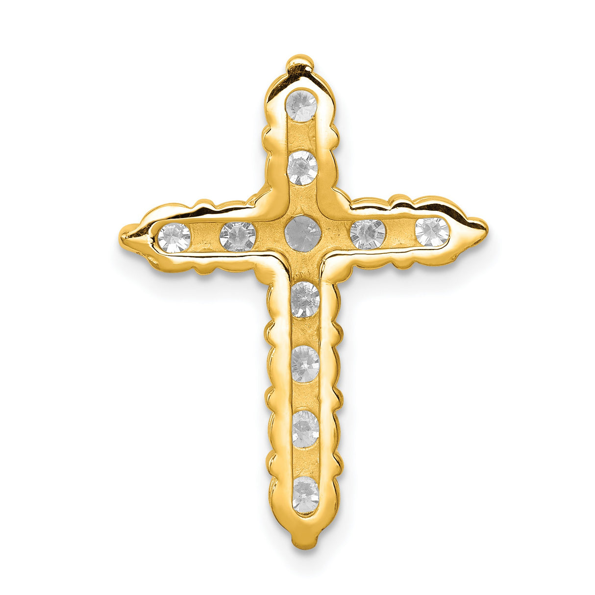 AA 1.25ct Diamond Cross Chain Slide Charm Pendant in Real 14k Yellow Gold